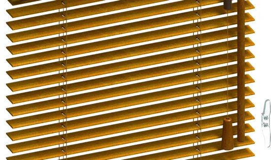 Holz- und Bambus-Jalousien mit Schnur und Wendestab für die Lamellen